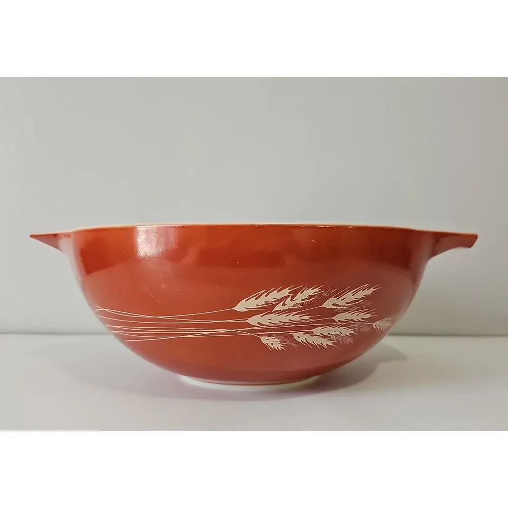 Vintage Pyrex 444 Autumn Harvest Wheat Cinderella Mixing Bowl 4 Quart